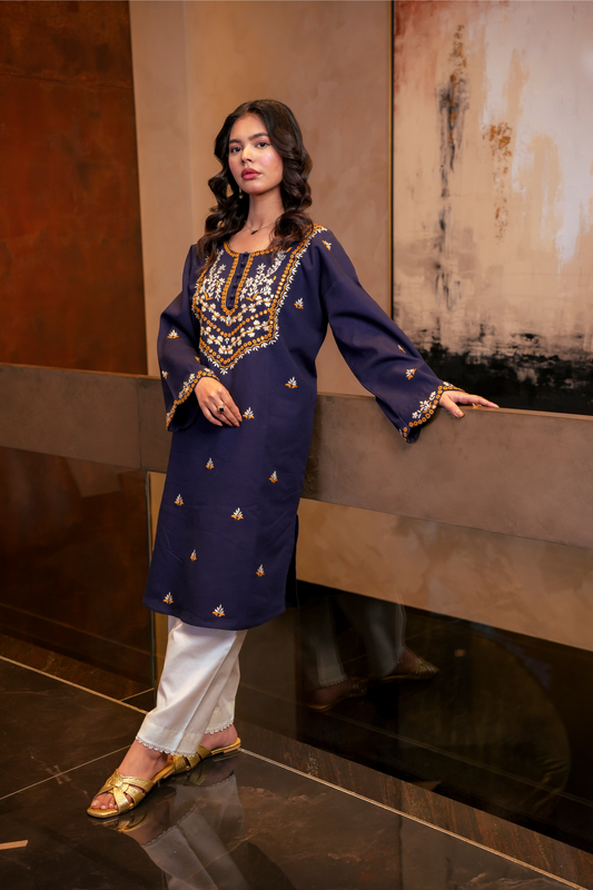 Neel- Hand-Embroidered Lawn Kurta