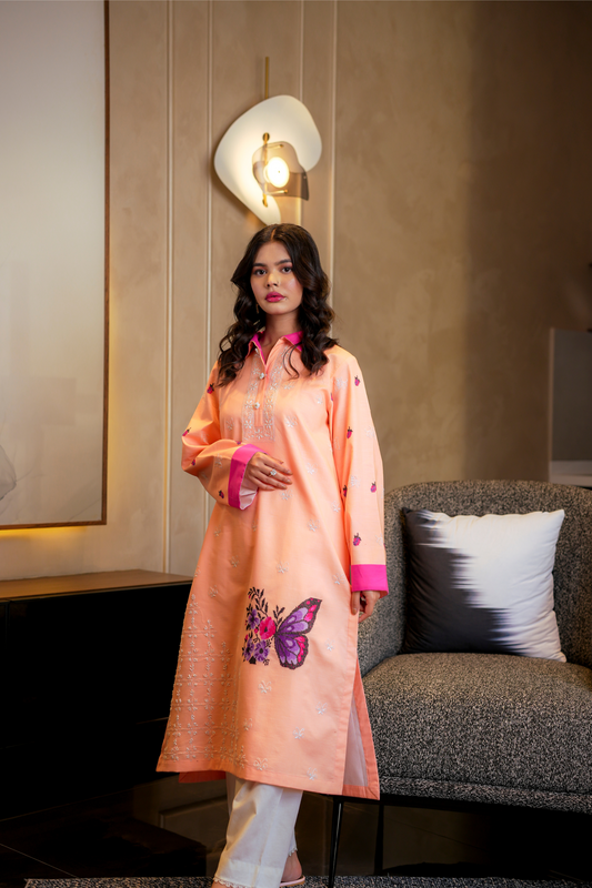 Titli-Hand-Embroidered Lawn Kurta